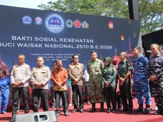 Kasrem 072/Pamungkas Hadiri Bakti Sosial Kesehatan Waisak 2026 di Candi Borobudur