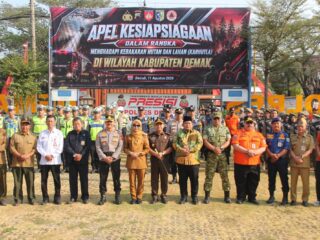 Antisipasi Kemarau, Polres Demak Gelar Apel Kesiapsiagaan Kekeringan dan Karhutla Bersama Lintas Instansi