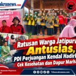 Ratusan Warga Jatipurwo Padati Cek Kesehatan Gratis dan Makan Bergizi ala PDI Perjuangan Kendal