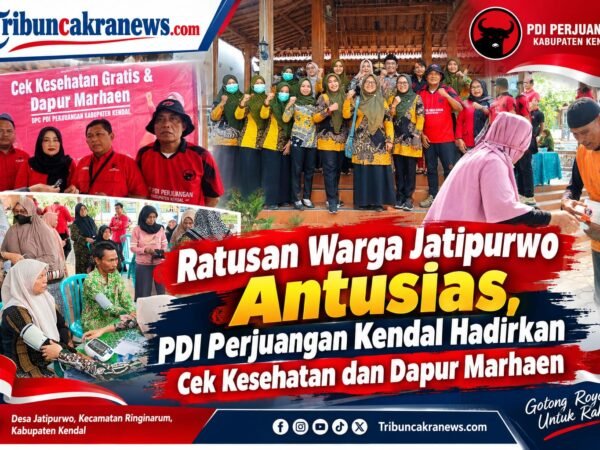 Ratusan Warga Jatipurwo Padati Cek Kesehatan Gratis dan Makan Bergizi ala PDI Perjuangan Kendal
